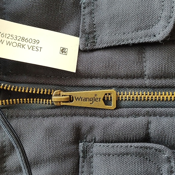 Wrangler workwear duck cotton hooded vest xl Navy great to layer work or casual - Picture 5 of 9